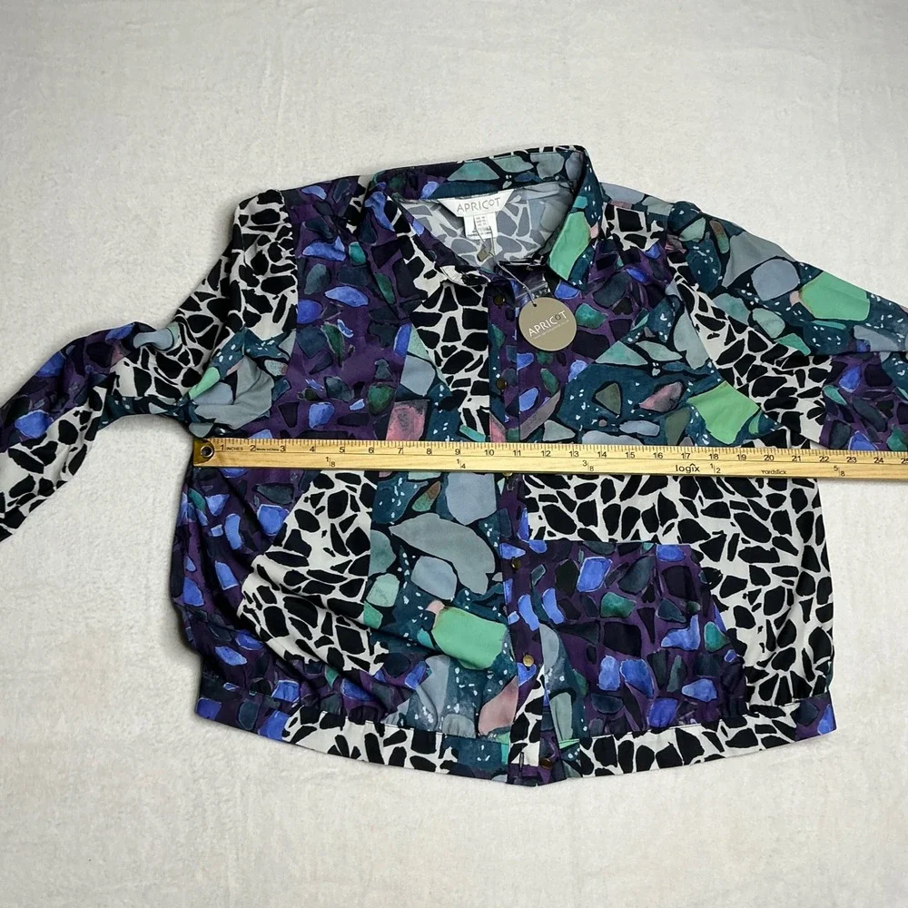 NWT Apricot Women Abstract Print Long Sleeve Collared Button Down Blouse - Picture 7 of 12